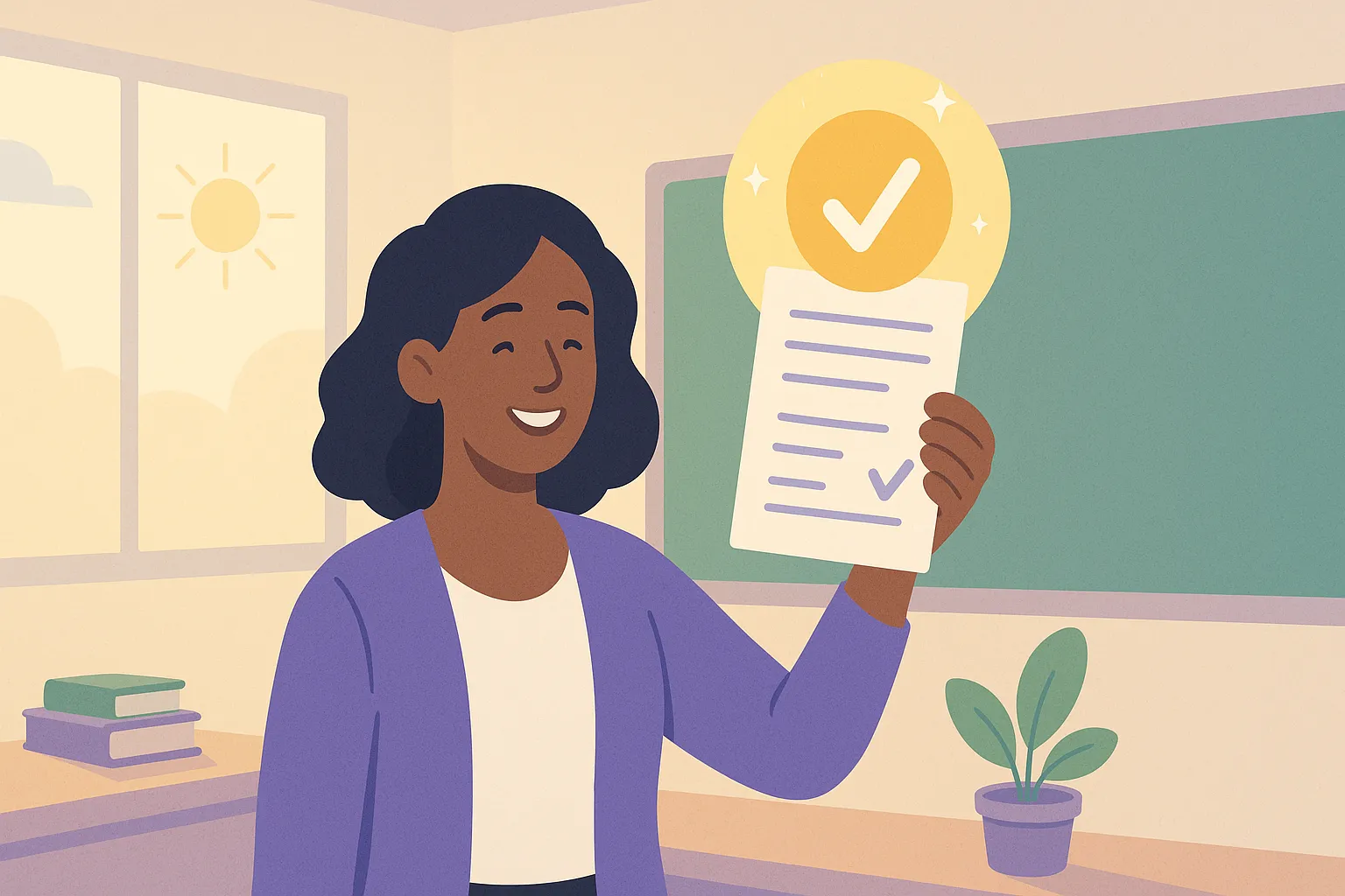 Teacher using Assessain to grade papers